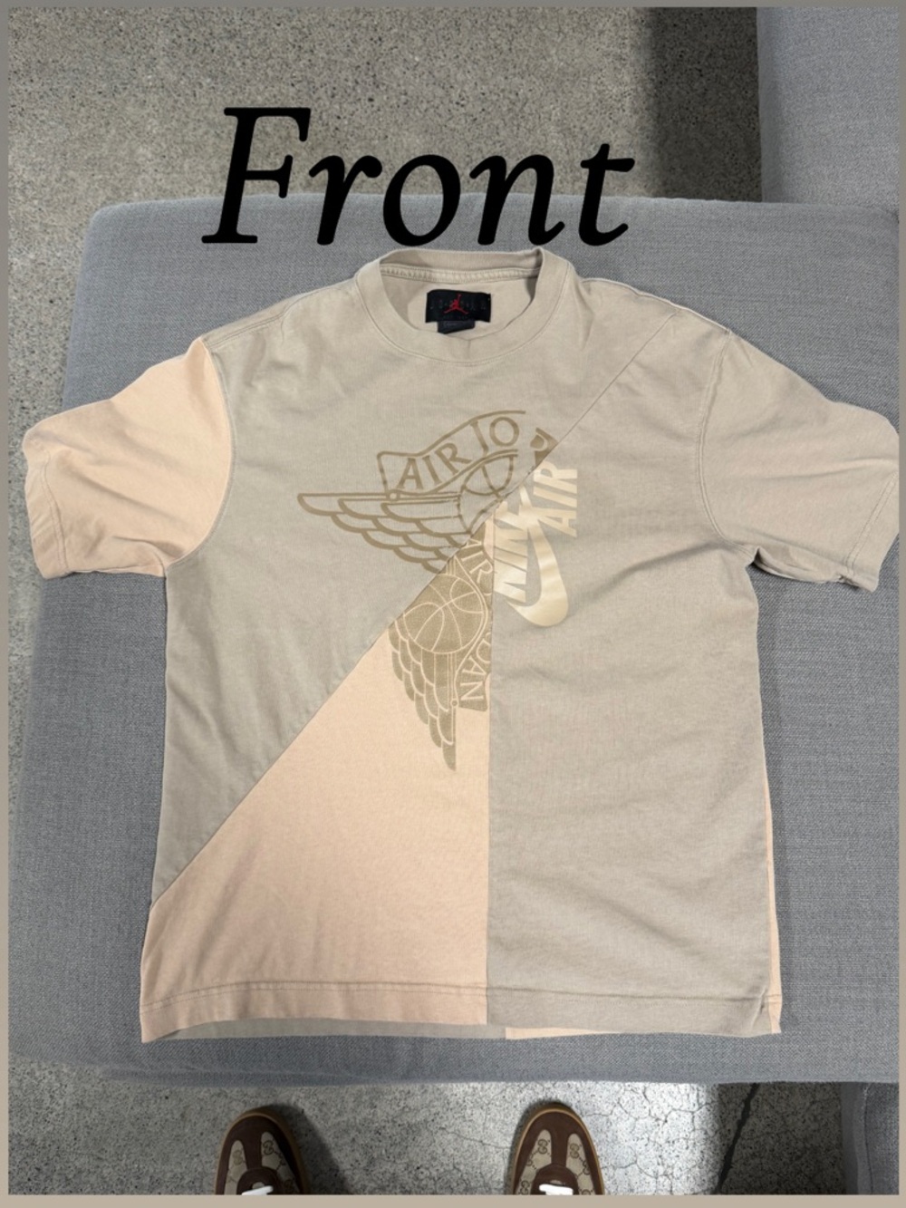 Nike Two-Tone Beige and Tan Air Jordan Short Sleeve Tee